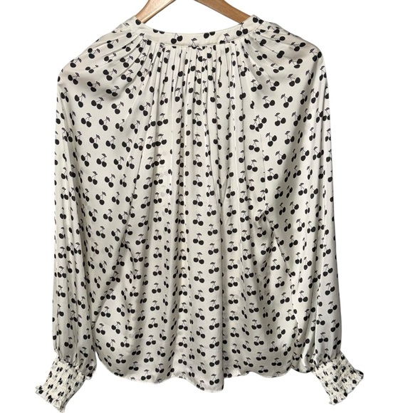 ON 34th women's long-sleeve blouse fblack cherry print on white MEDIUM NWOT - Picture 10 of 11